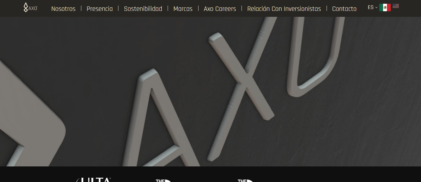 Captura de pantalla de la home page de Grupo Axo
