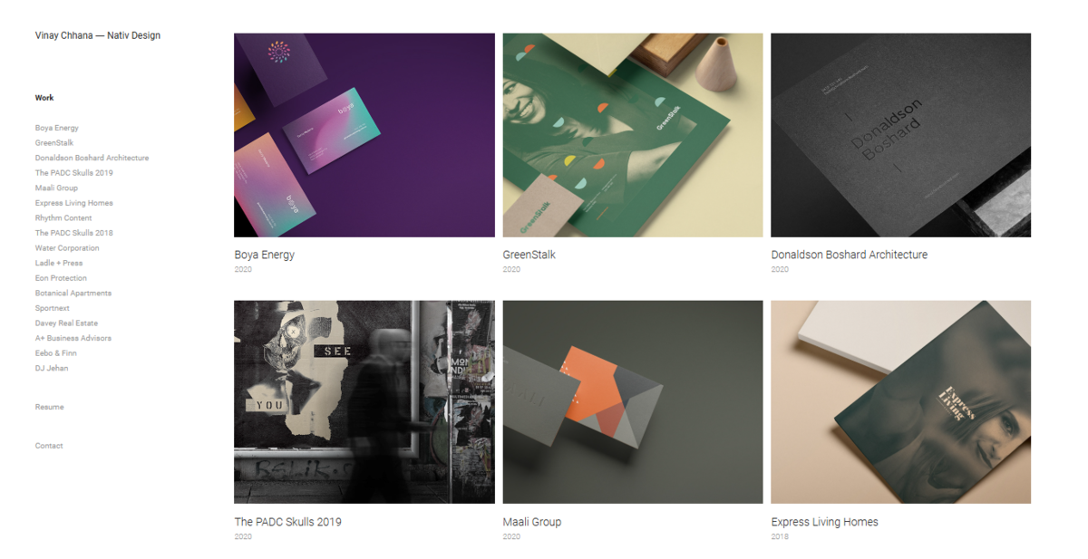 Портфоліо дизайнера, створене в Adobe Portfolio