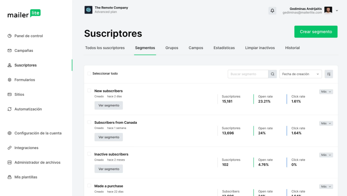 Mailer Lite te ofrece mantener tus listas de contactos en la nube Mailer Lite te ofrece mantener tus listas de contactos en la nube
