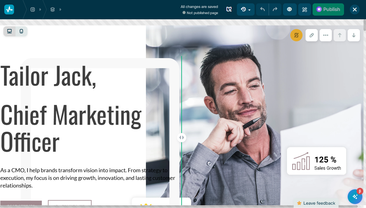 Процес створення портфоліо в редакторі SendPulse