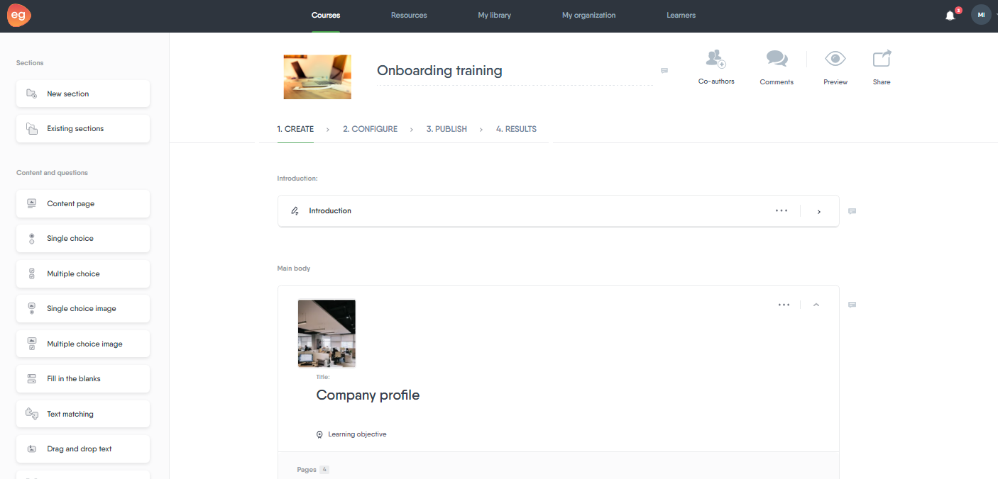 Creating a course Creating a course