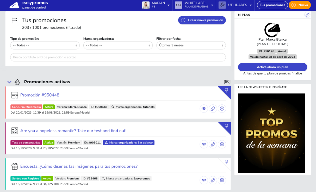 Easypromos es una de las herramientas más populares para hacer un sorteo de giveaway