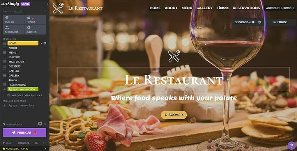 Strinkingly es un creador de sitios web especialmente para empresas pequeñas