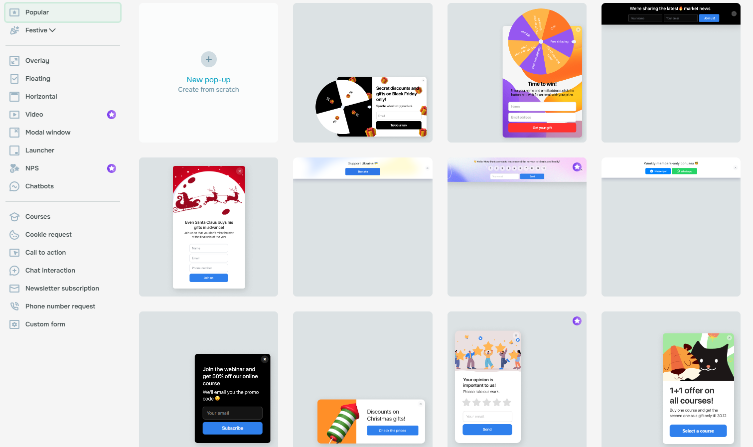 pop-up templates