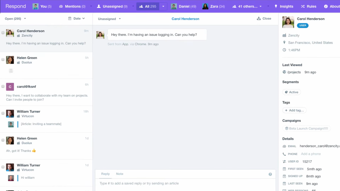 Intercom es una herramienta web para chat en vivo especial para empresas pequeñas