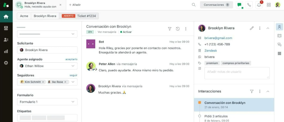 Zendesk es una gran herramienta web para un chat en vivo.