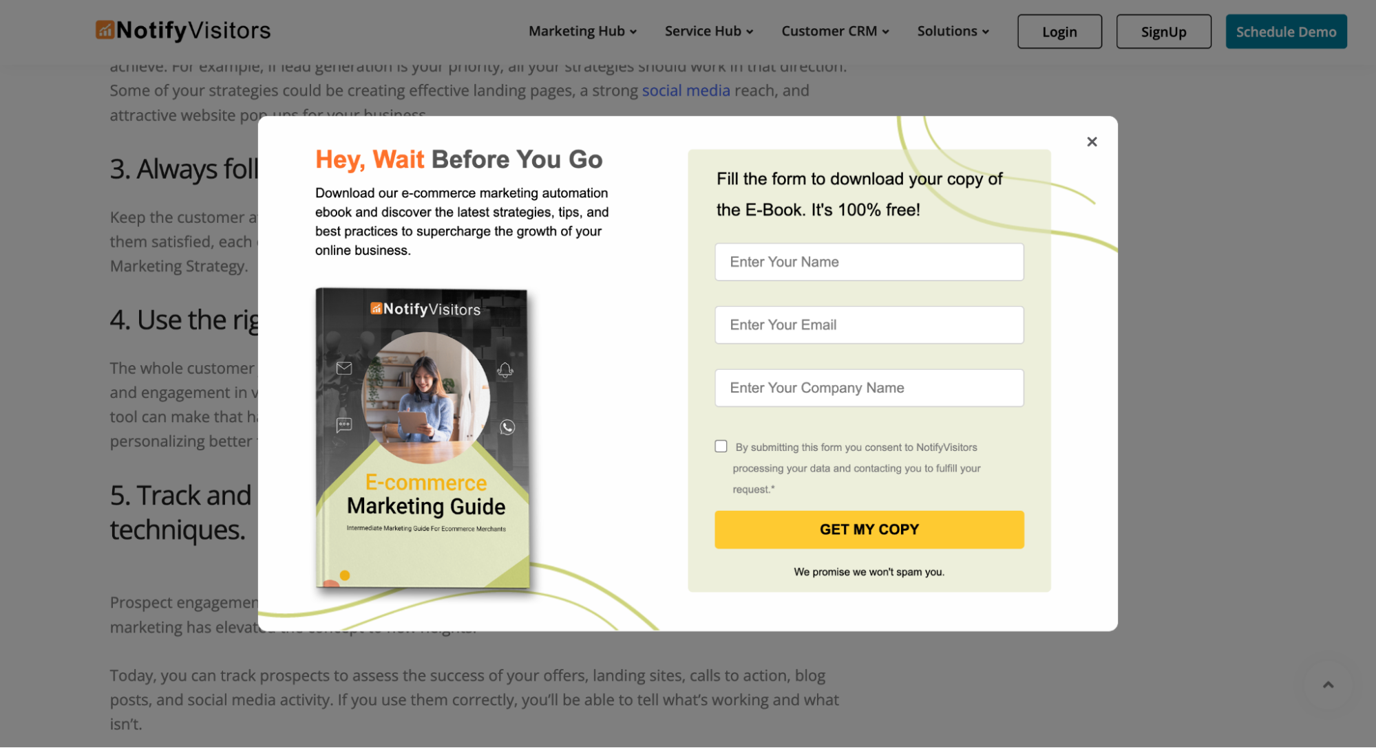 Спливна форма з лід-магнітом при спробі залишити сторінку