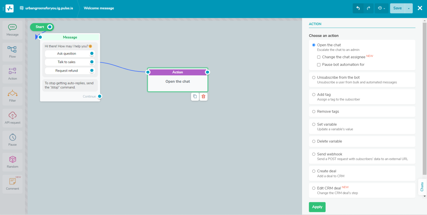 welcome flow for live chat welcome flow for live chat