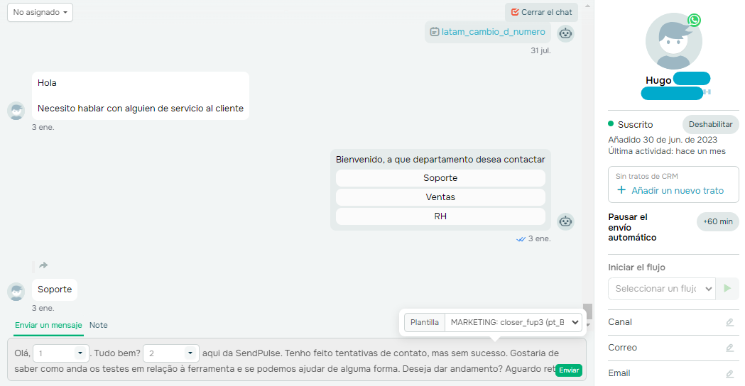 SendPulse ofrece un poderoso chatbot para WhatsApp Business SendPulse ofrece un poderoso chatbot para WhatsApp Business