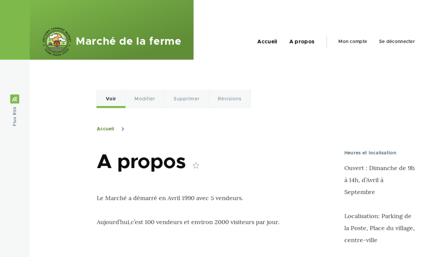 Page crée avec Drupal Avec Drupal. Source : Drupal