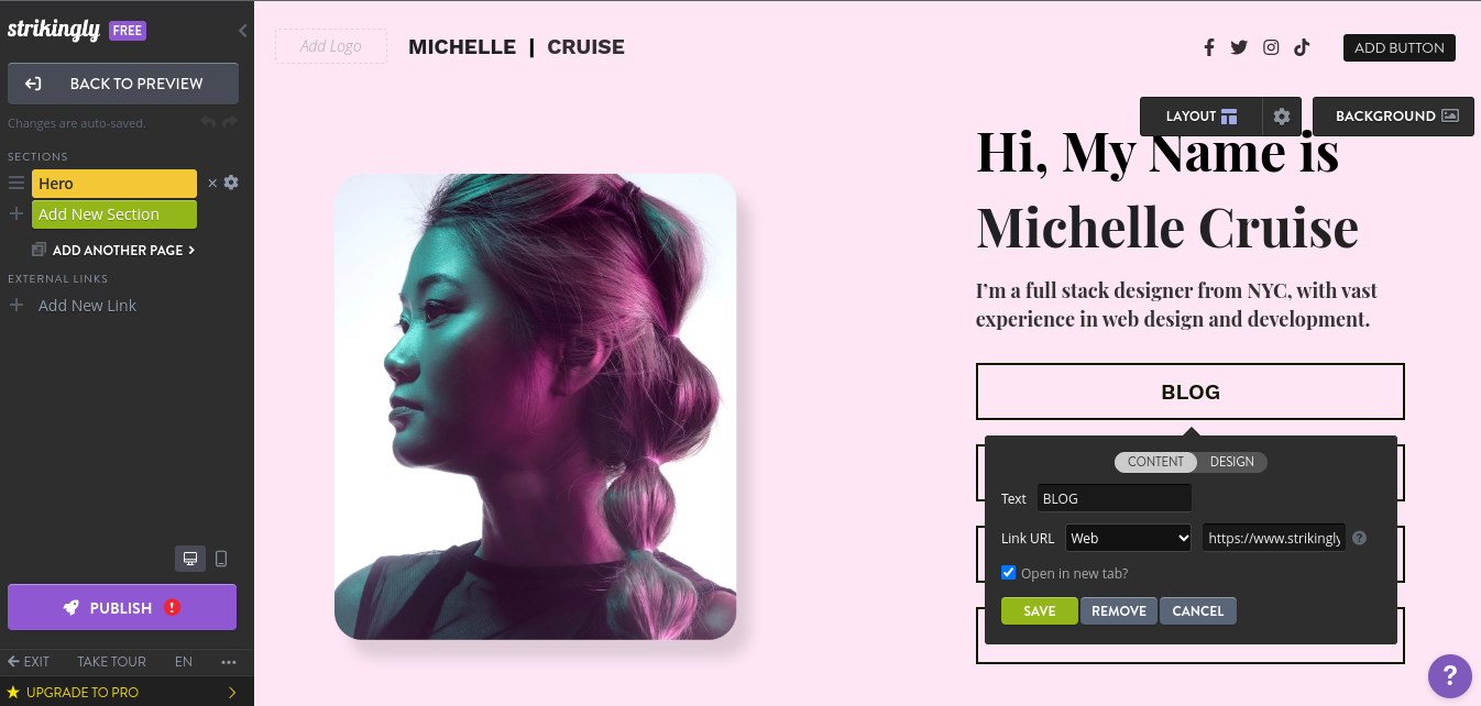 Добавление новых страниц, настройка цвета, заполнение стандартных блоков — разработка сайтов на Strikingly доступна даже новичкам