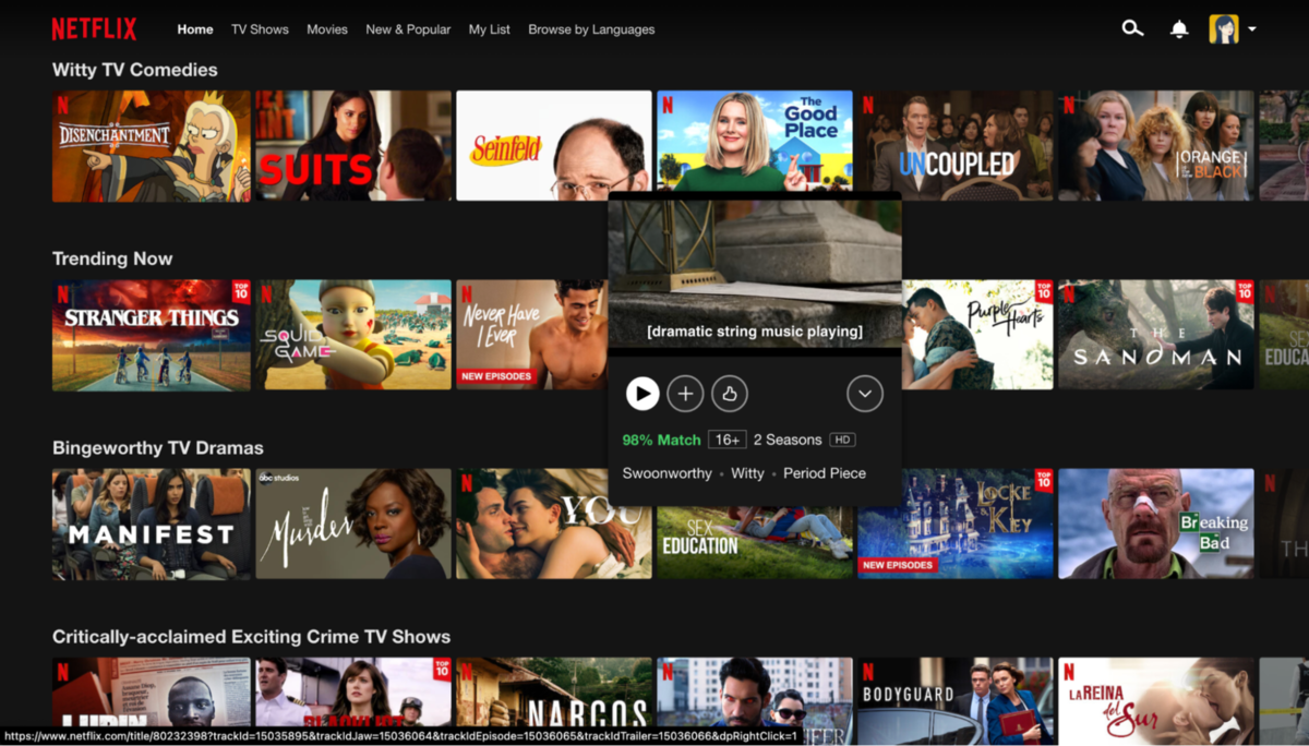 Plusieurs carrousels horizontaux par Netflix Plusieurs carrousels horizontaux par Netflix