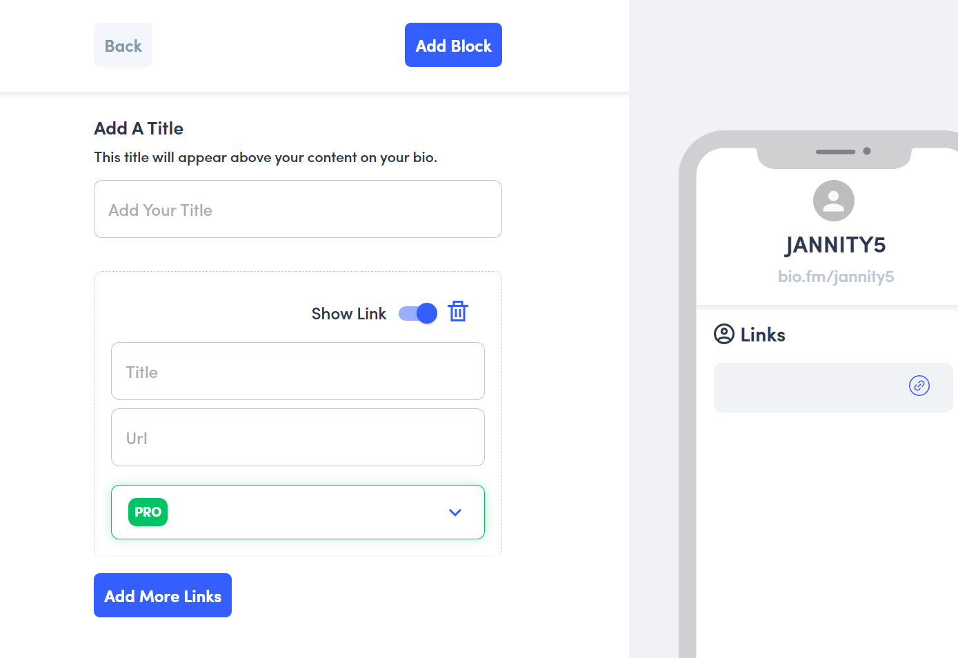 Creating a bio link page Creating a bio link page