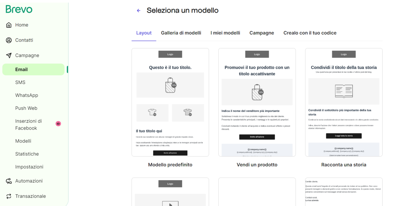 layout per una email massiva