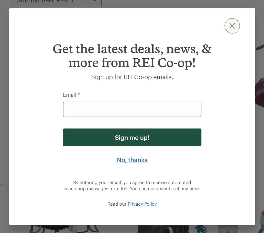 Un pop-up que ofrece opciones será bien aceptado por el usuario Un pop-up que ofrece opciones será bien aceptado por el usuario