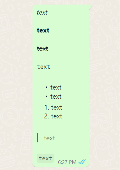 WhatsApp text formatting WhatsApp text formatting