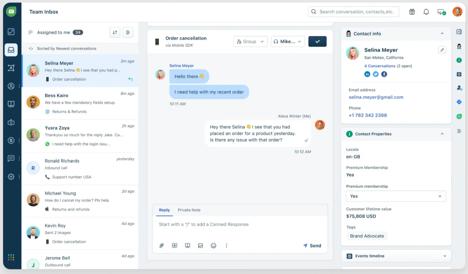 Connexion avec les clients via le chat en direct dans Freshworks, source : Freshworks