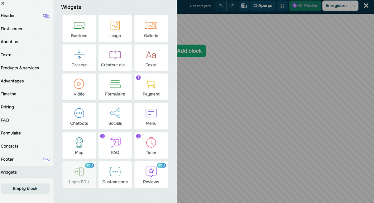 Ajout du widget « Galerie » Ajout du widget « Galerie »