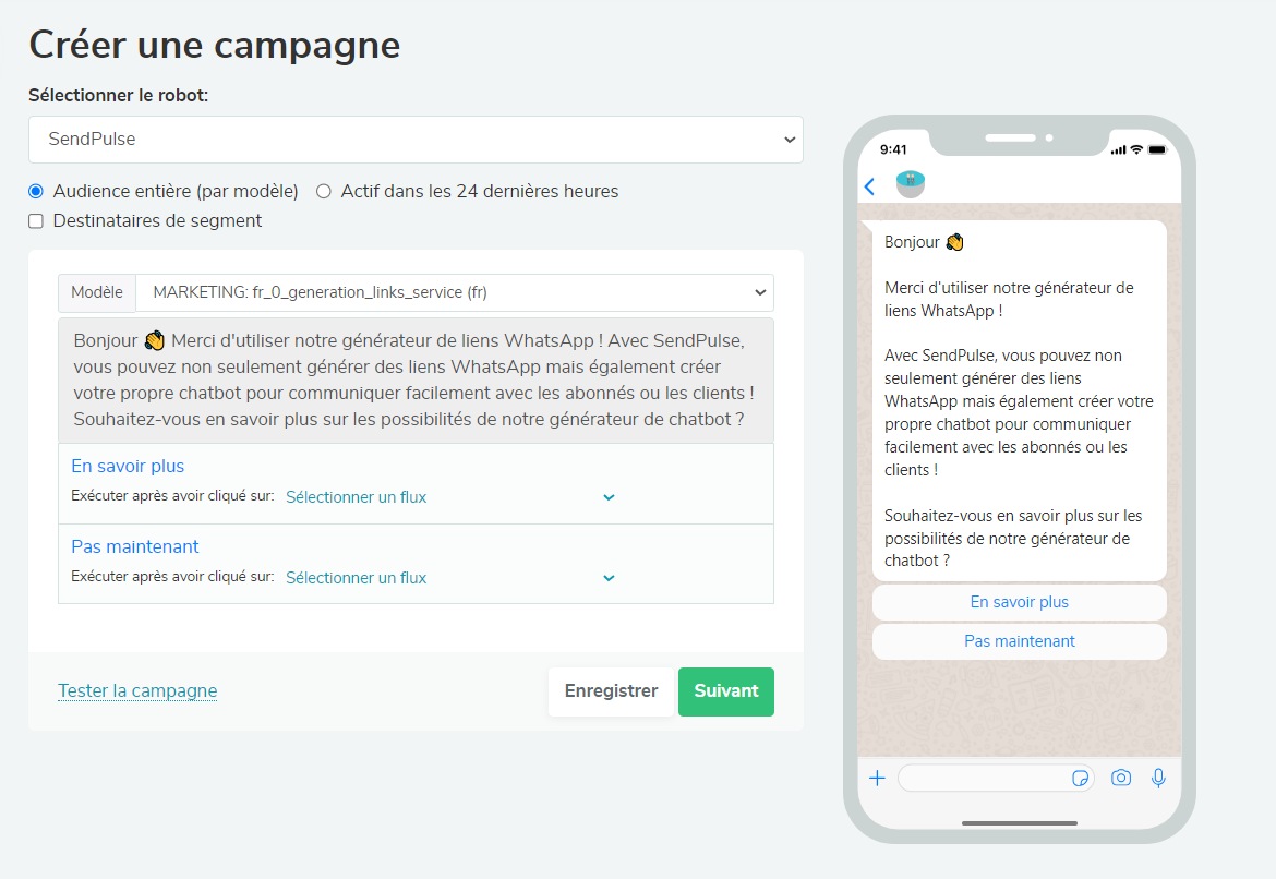 Choisissez les destinataires de votre campagne WhatsApp