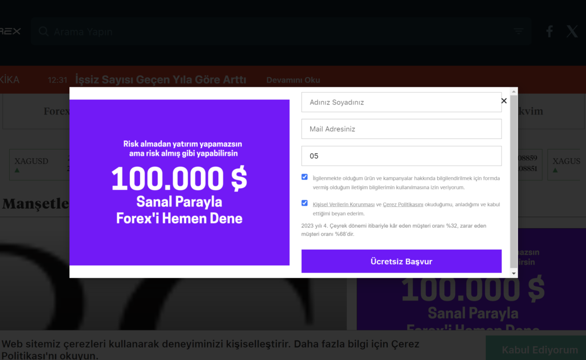 Açılış sayfası örneği