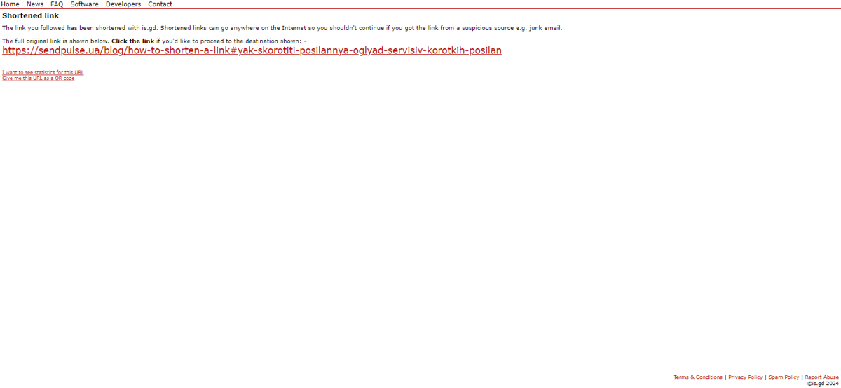 Отримання результатів статистики Is.gd