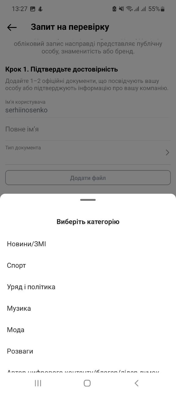 Вибір категорії для отримання прапорця в Інстаграм Вибір категорії для отримання прапорця в Інстаграм