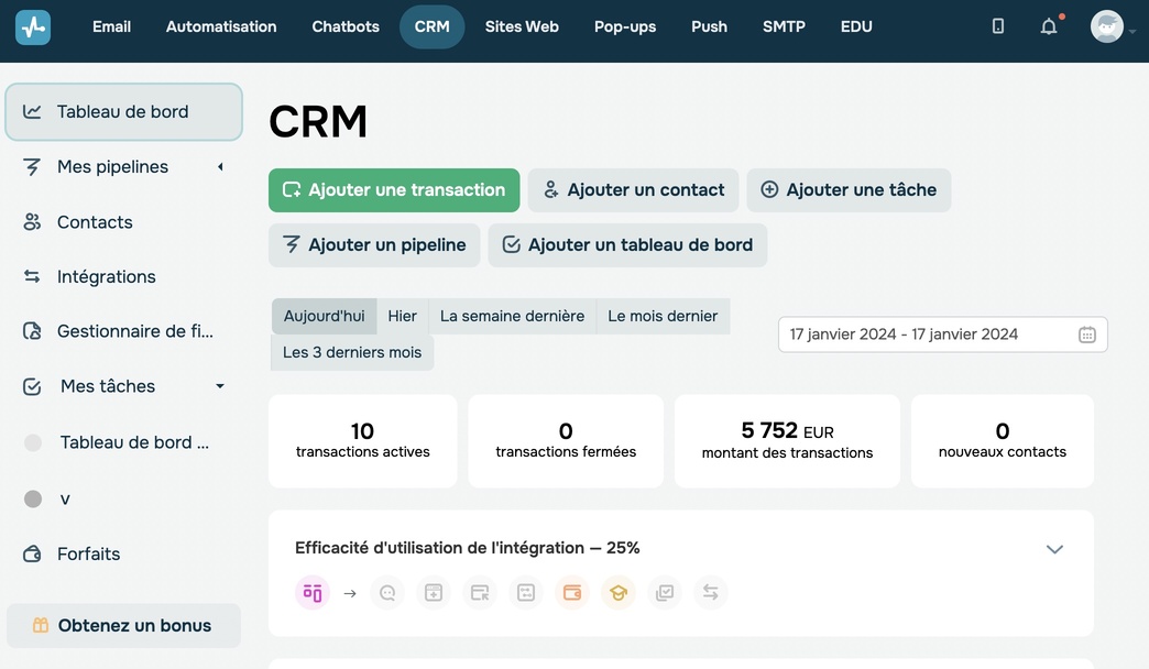 Vous pouvez commencer à utiliser SendPulse CRM gratuitement en un rien de temps