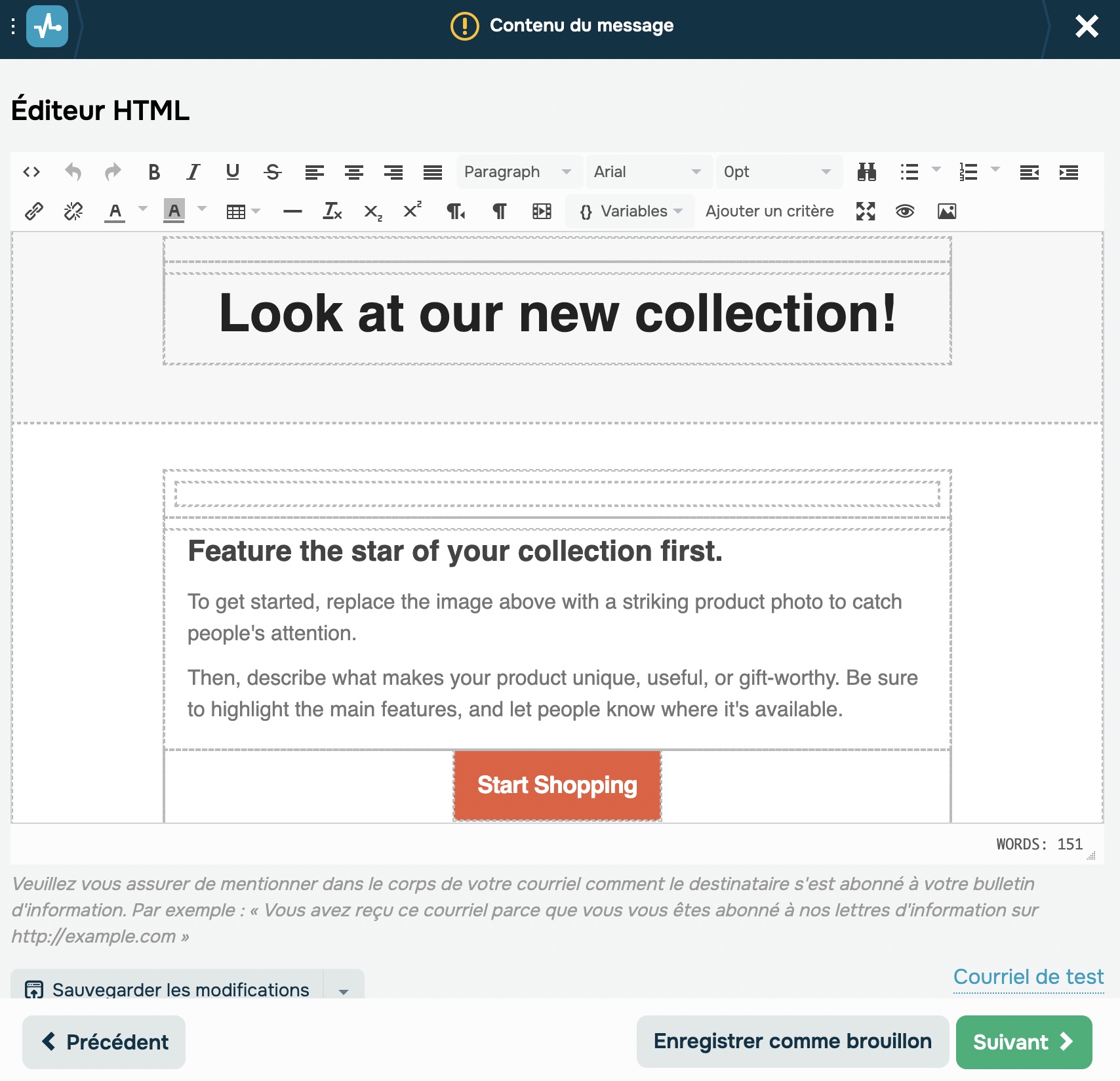 Utilisation d’un modèle dans SendPulse