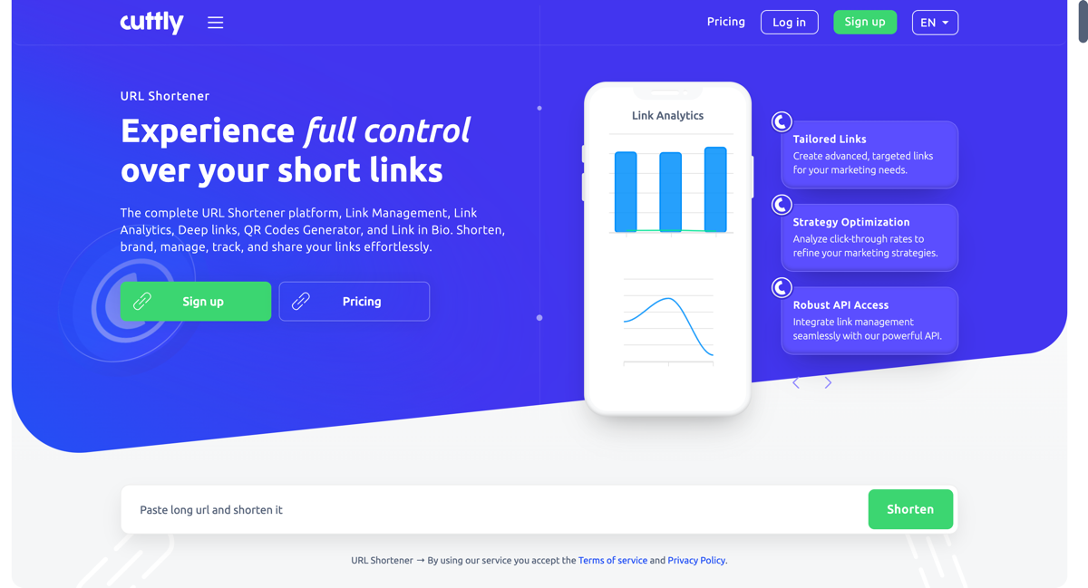 Сервіс коротких посилань Cuttly