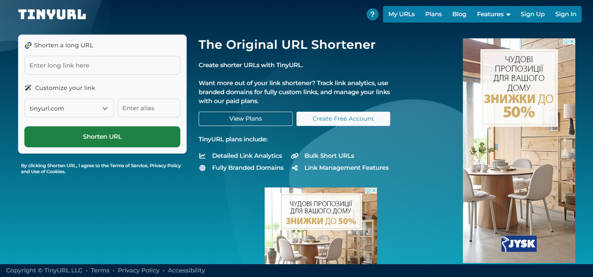 Сервіс коротких посилань Tinyurl.com