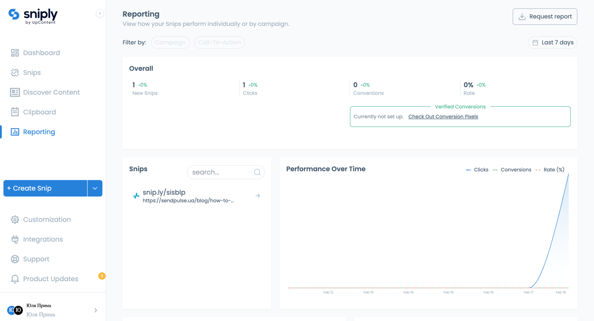 Внутрішня аналітика Sniply