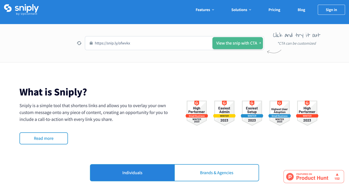 Результат скорочення посилання на Sniply.io