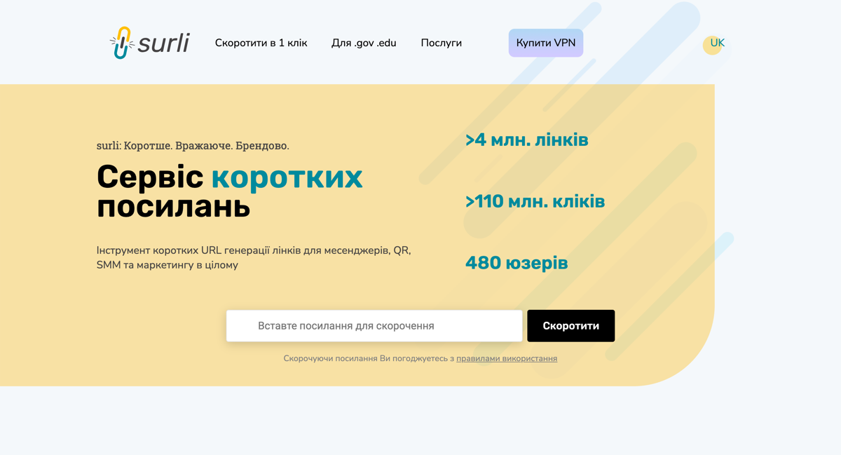 Сервіс для скорочення посилань Surl.li