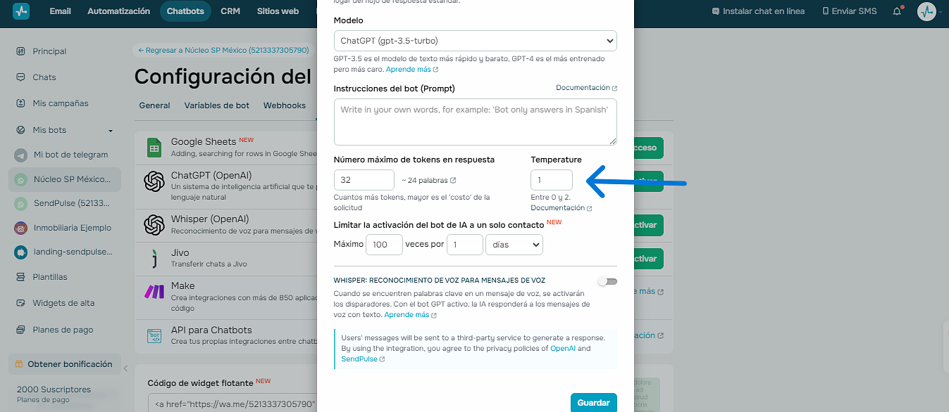 Igual de importante para usar ChatGPT es establecer la temperatura Igual de importante para usar ChatGPT es establecer la temperatura