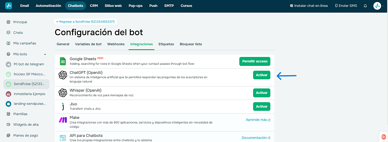 Integrar ChatGPT a tus chatbots de SendPulse es fácil y rápido Integrar ChatGPT a tus chatbots de SendPulse es fácil y rápido