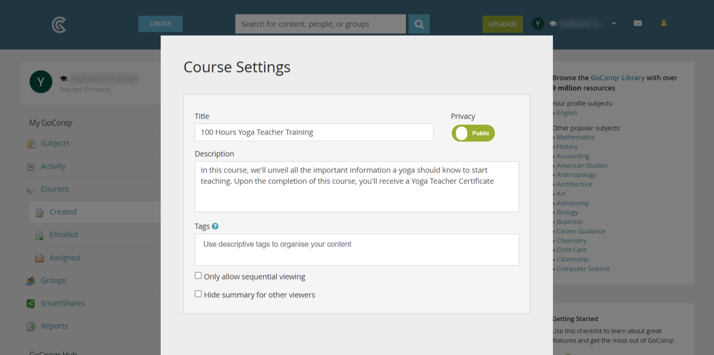 Налаштування курсу