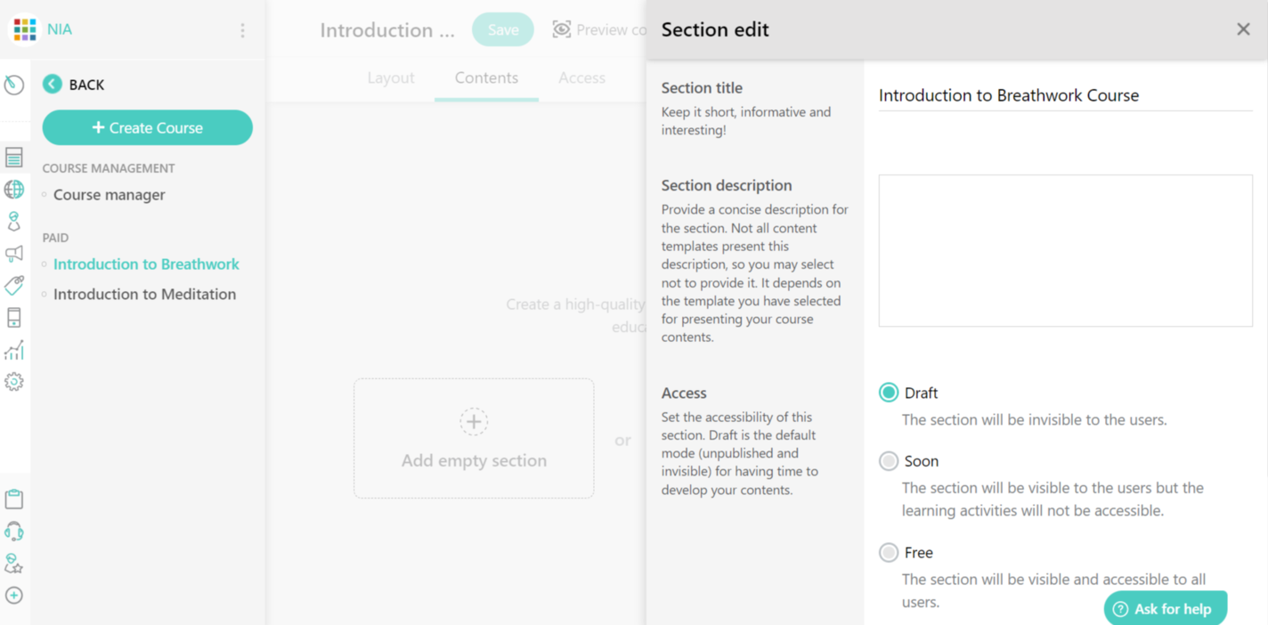 Створення нового курсу