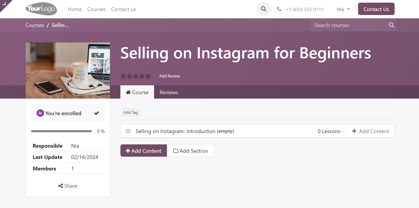 Розробка курсу в Odoo