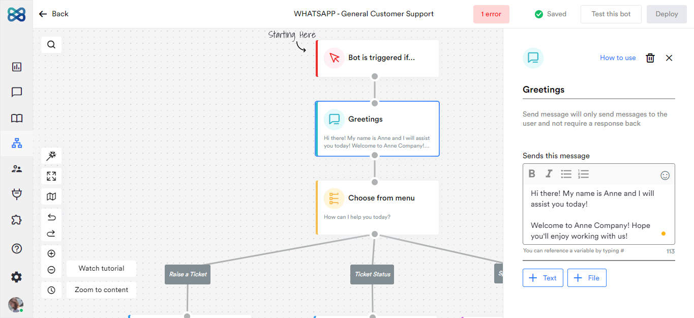Builder di chatbot Builder di chatbot
