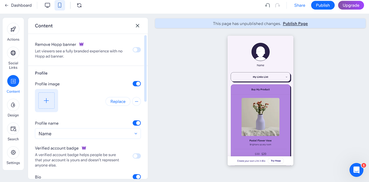 Hopp es una gran herramienta de páginas de links producida por Wix Hopp es una gran herramienta de páginas de links producida por Wix