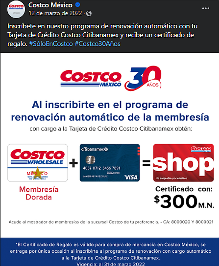 Tiendas como Costco se benefician significativamente de un plan de fidelización