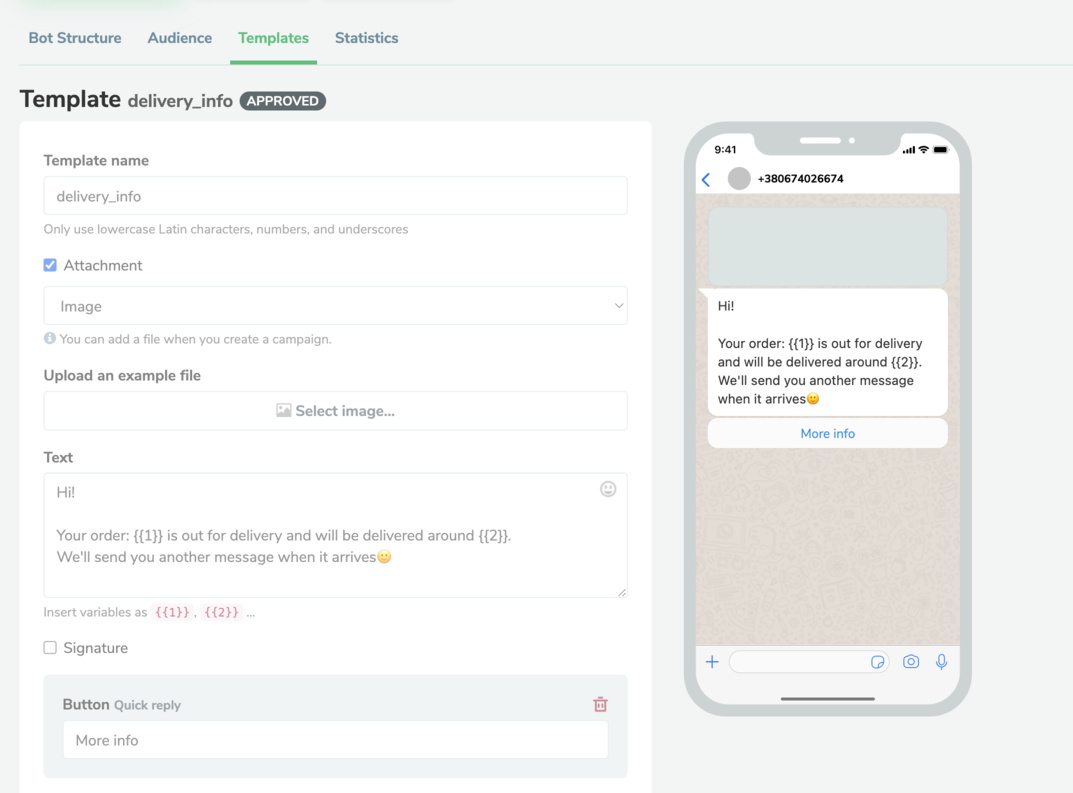 modello di aggiornamento della spedizione 