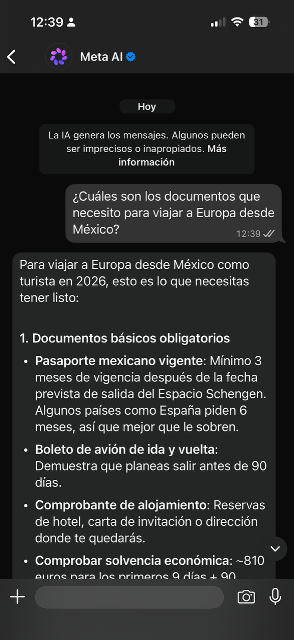 Conversación con Meta AI en WhatsApp