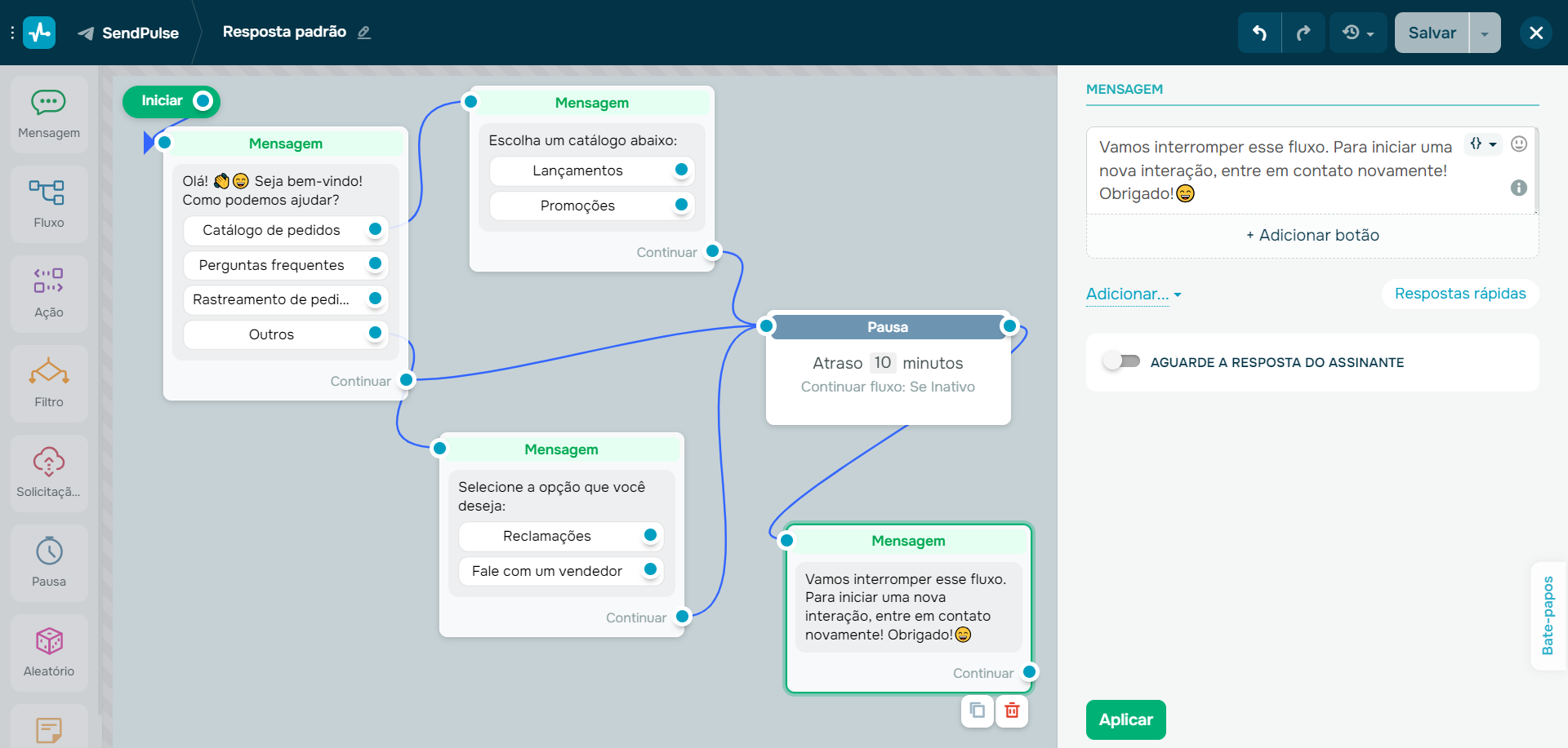 mensagem-para-clientes-criador-de-chatbot-da-sendpulse