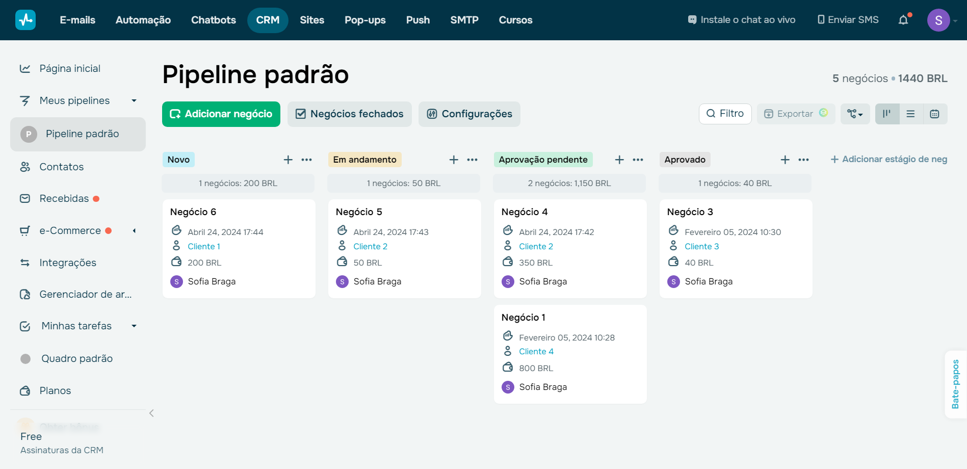 mensagem-para-clientes-servico-de-crm-da-sendpulse