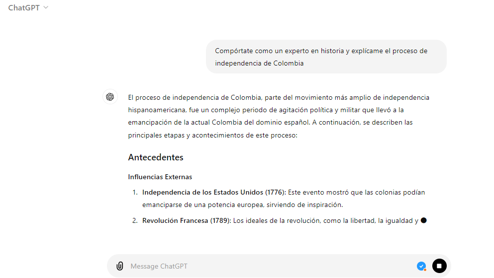 Tú eres quien le indica a ChatGPT cómo interactuar con un usuario
