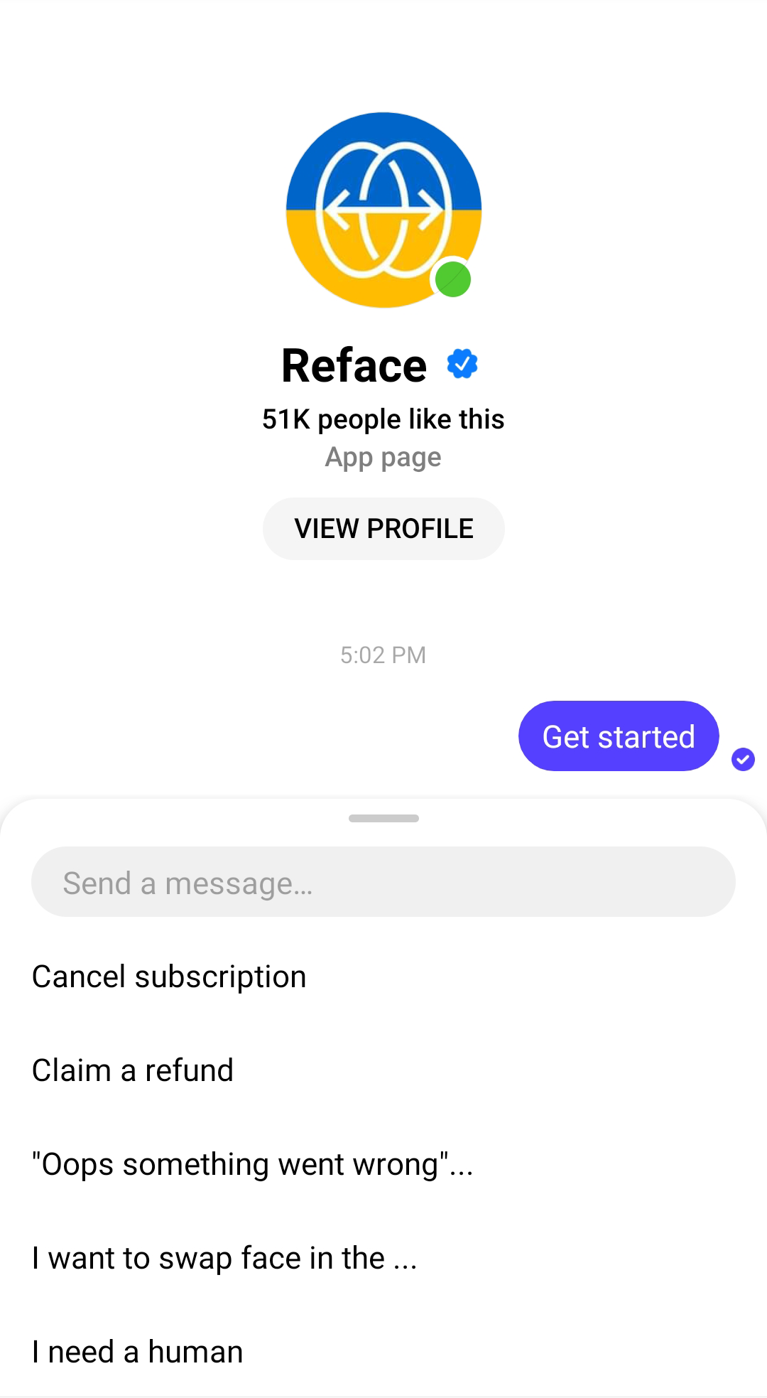 chatbot service client reface