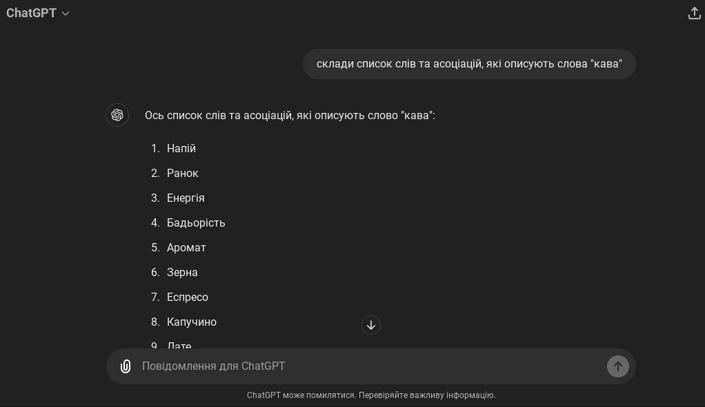 Використання ChatGPT для генерації синонімів