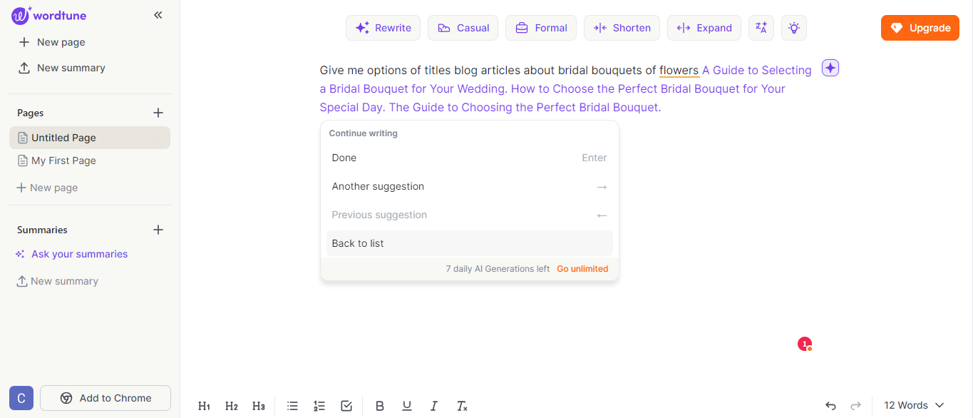 Wordtune es una de las herramientas con inteligencia artificial para escribir copys publicitarios
