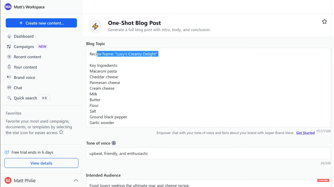 Jasper fue una de las primeras herramientas de IA para el copywriting